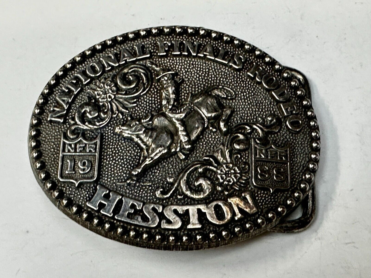 1986 Hesston National Finals Rodeo NFR Rodeo Cowboys NOS YOUTH SIZE Belt Buckle