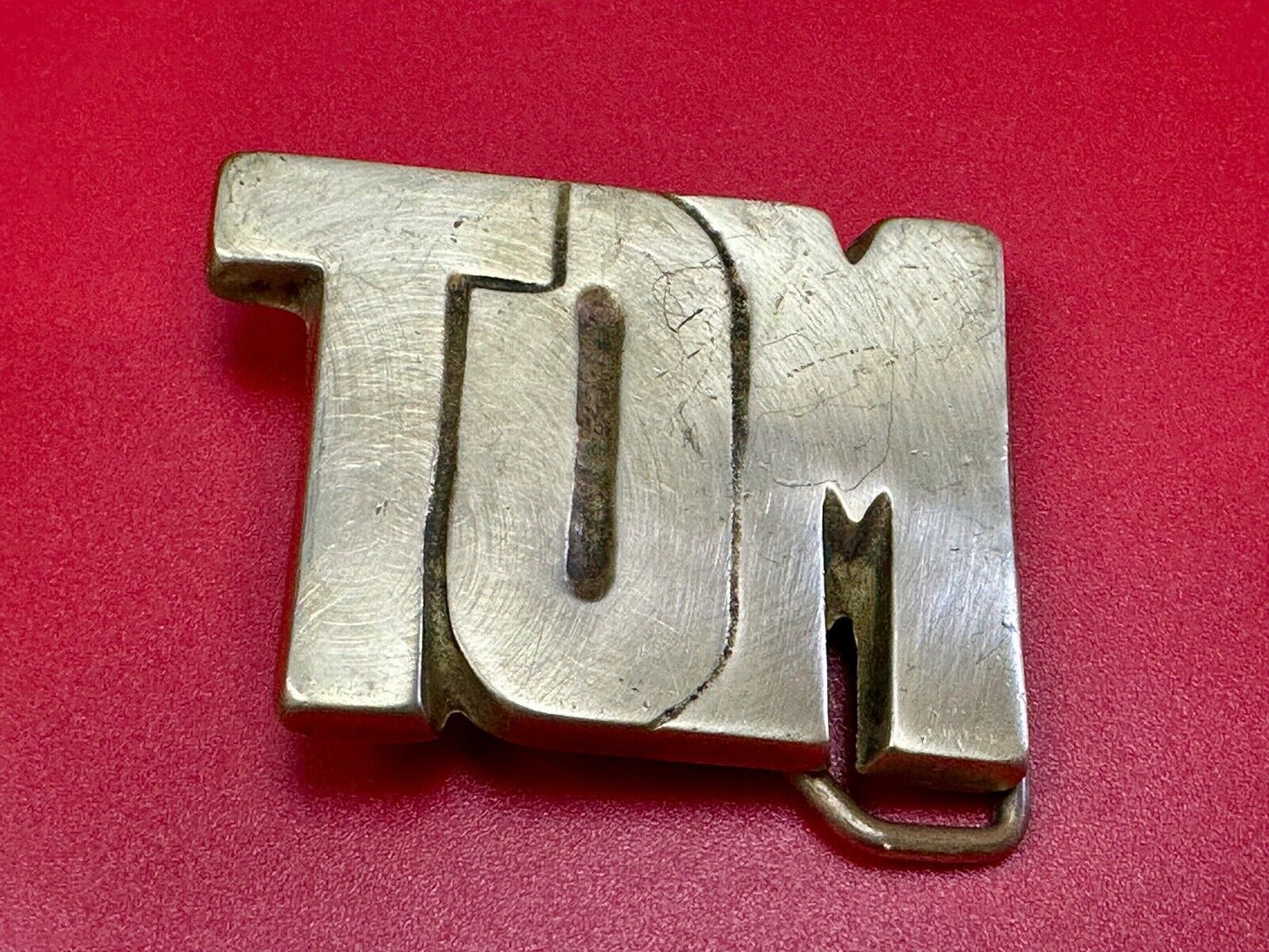 TOM Vintage name custom SOLID BRASS cutout BELT BUCKLE