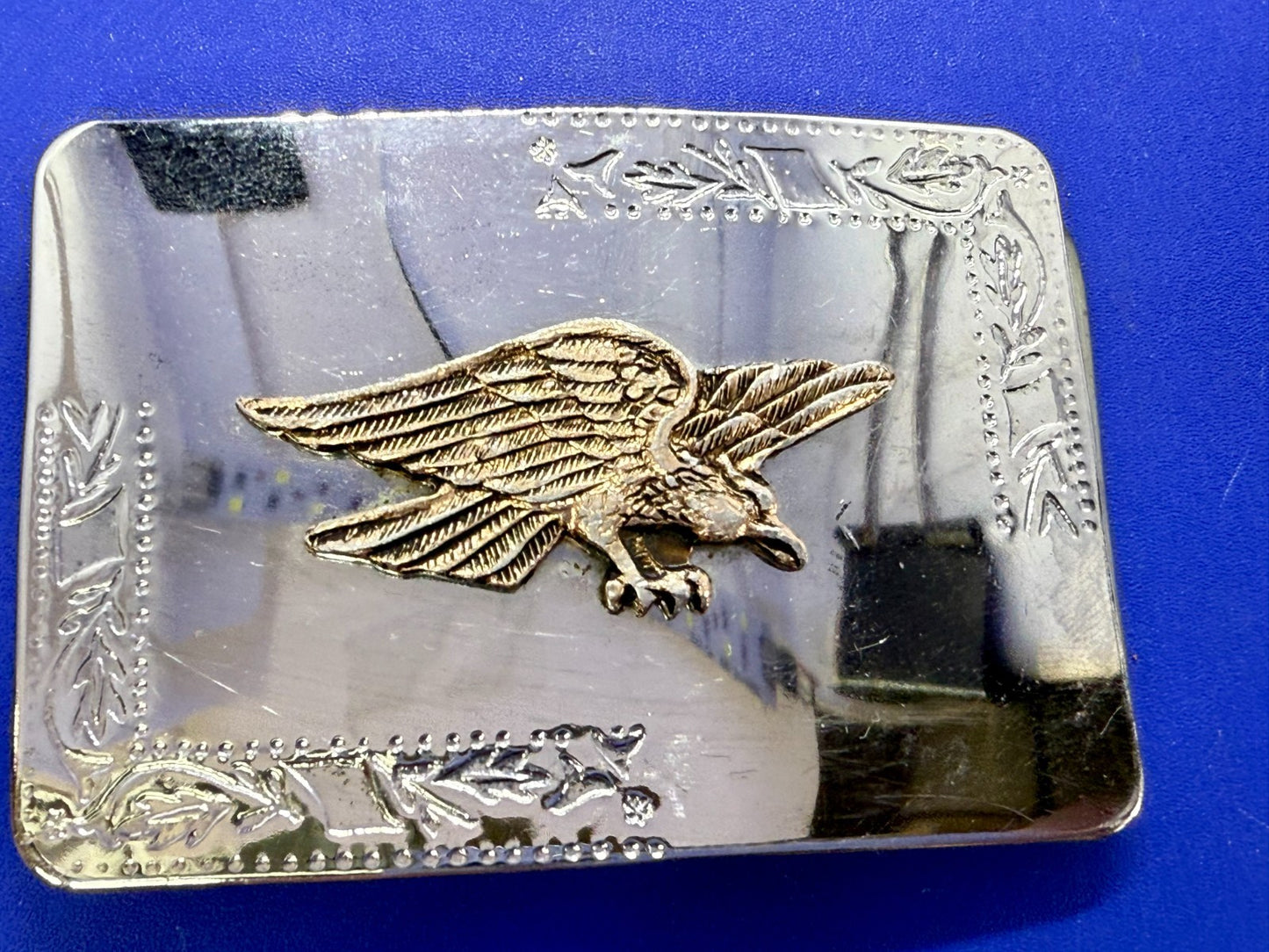 American Eagle Flying Diving Hunting on Reflective Two Tone Western Belt Buckle