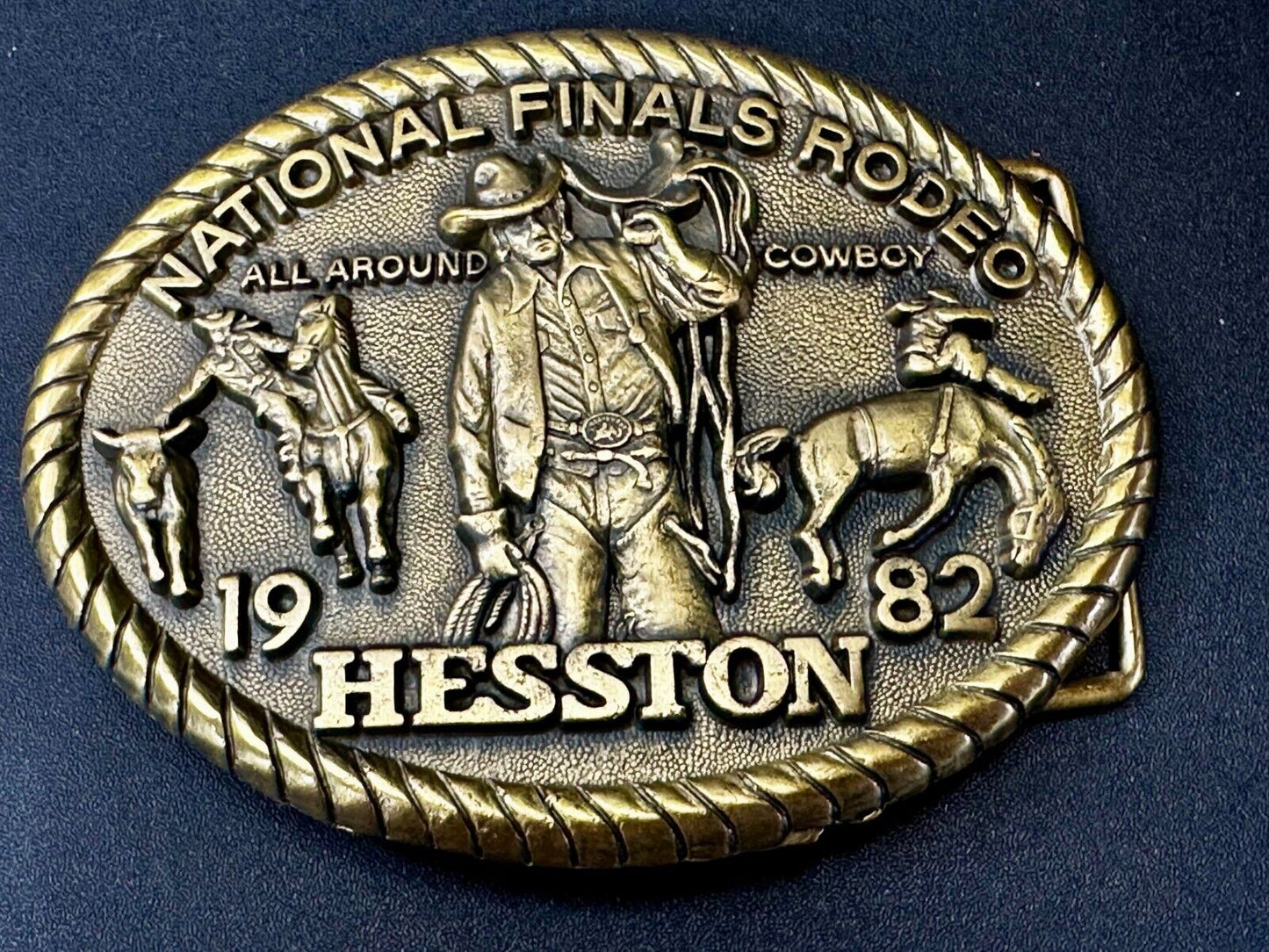 1982 Hesston National Finals Rodeo NFR Rodeo All Around Cowboy Belt Buckle