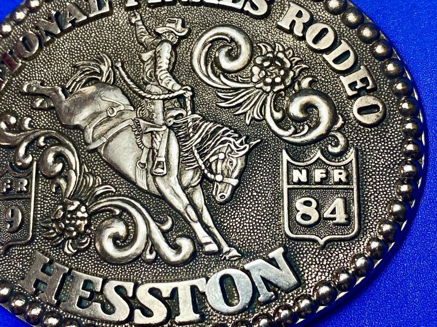 1984 NFR National Finals rodeo HESSTON Adult Size 2nd eddn Collector Belt Buckle