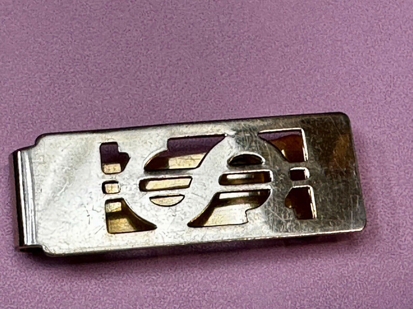 Art Deco Style Dollar Sign $ Symbol In Silver Tone Money Clip