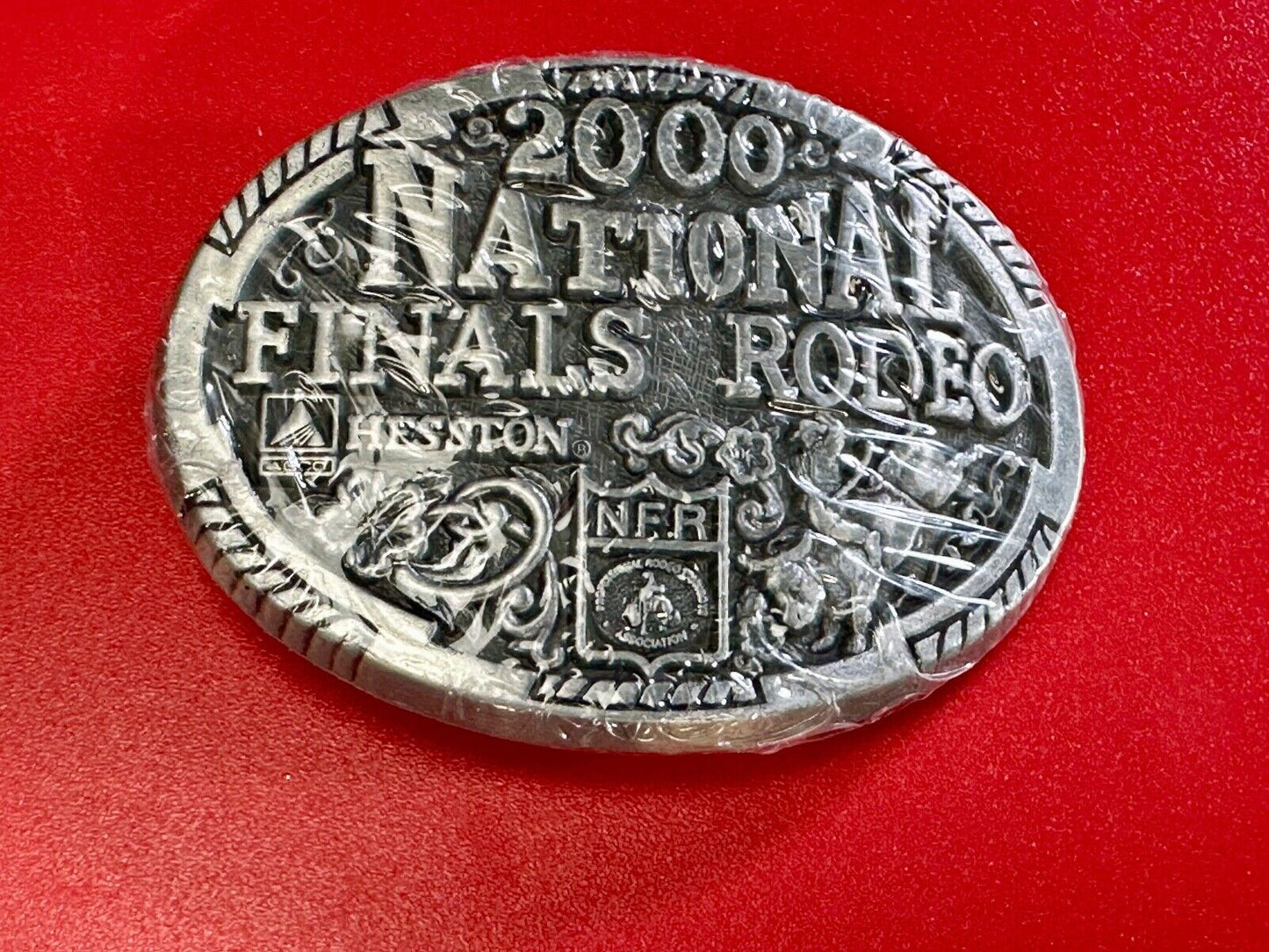 2000 Youth Sized Hesston National Finals Rodeo Bull Riding Cowboys belt buckle