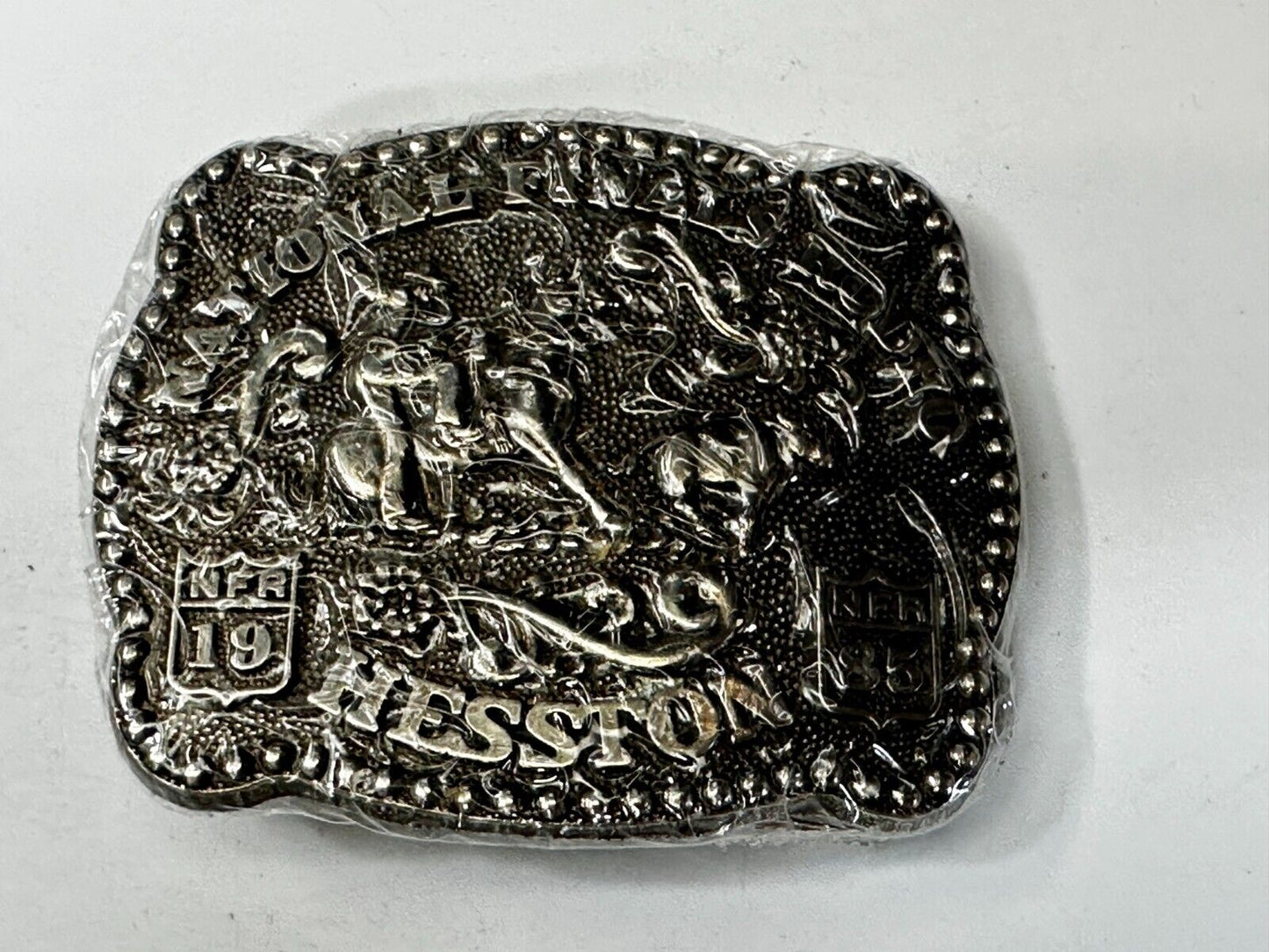 1985 Hesston National Finals Rodeo NFR Rodeo Cowboys NOS Youth Size Belt Buckle
