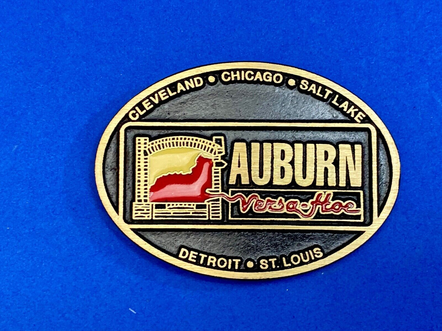 Vintage Auburn Versa Hoe Industrial Services Solid Brass Belt Buckle