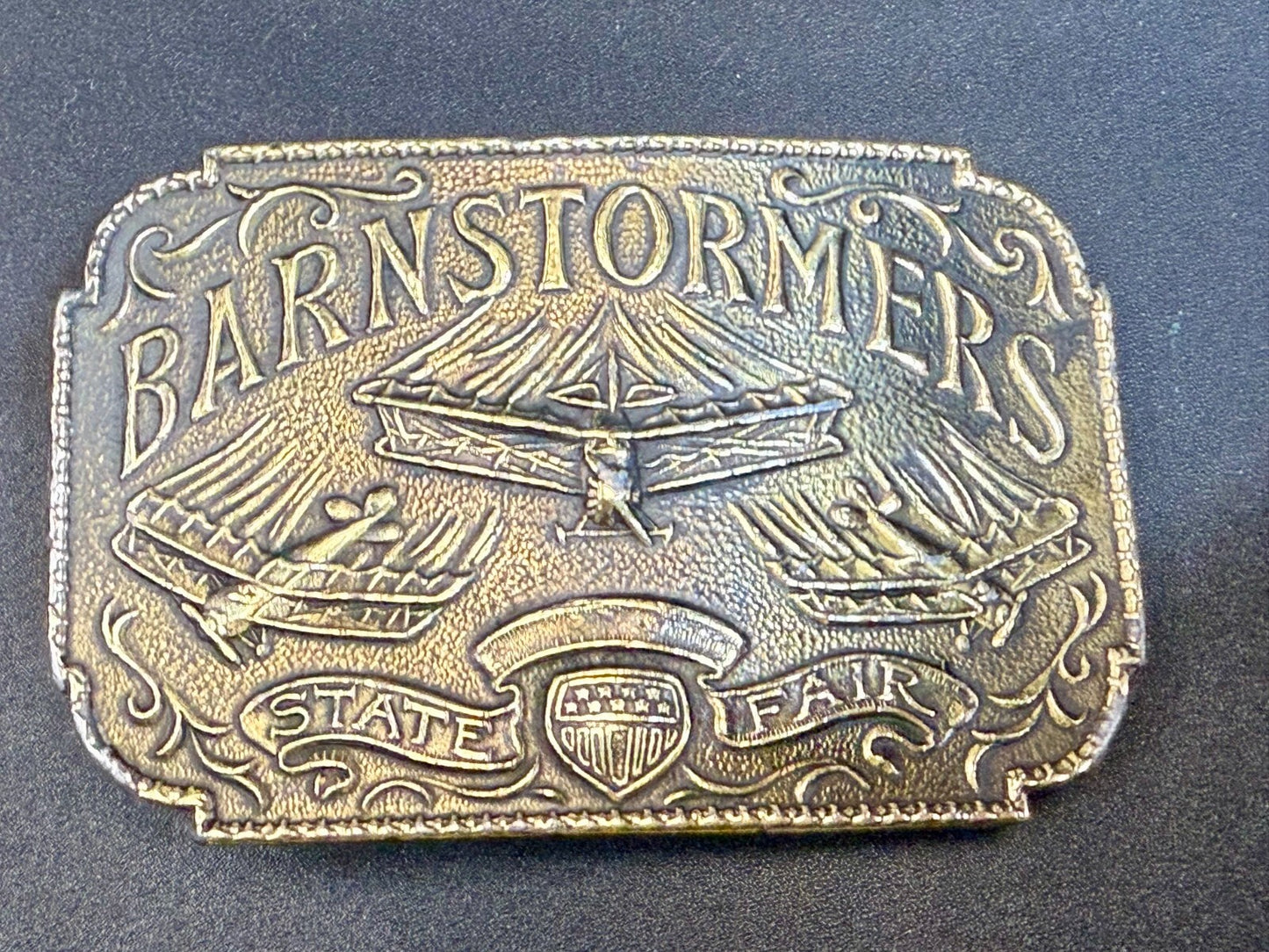 Barnstormers State Fair Show Bi Plane Fixed Wing Aircraft Lewis Belt Buckle
