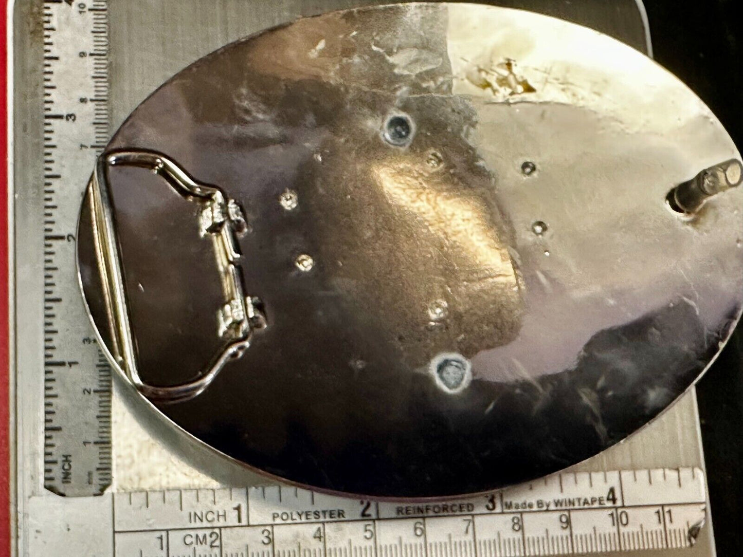 Terminator Skull Head Gothic Vibe Silver Tone Biker HUGE oval Belt Buckle