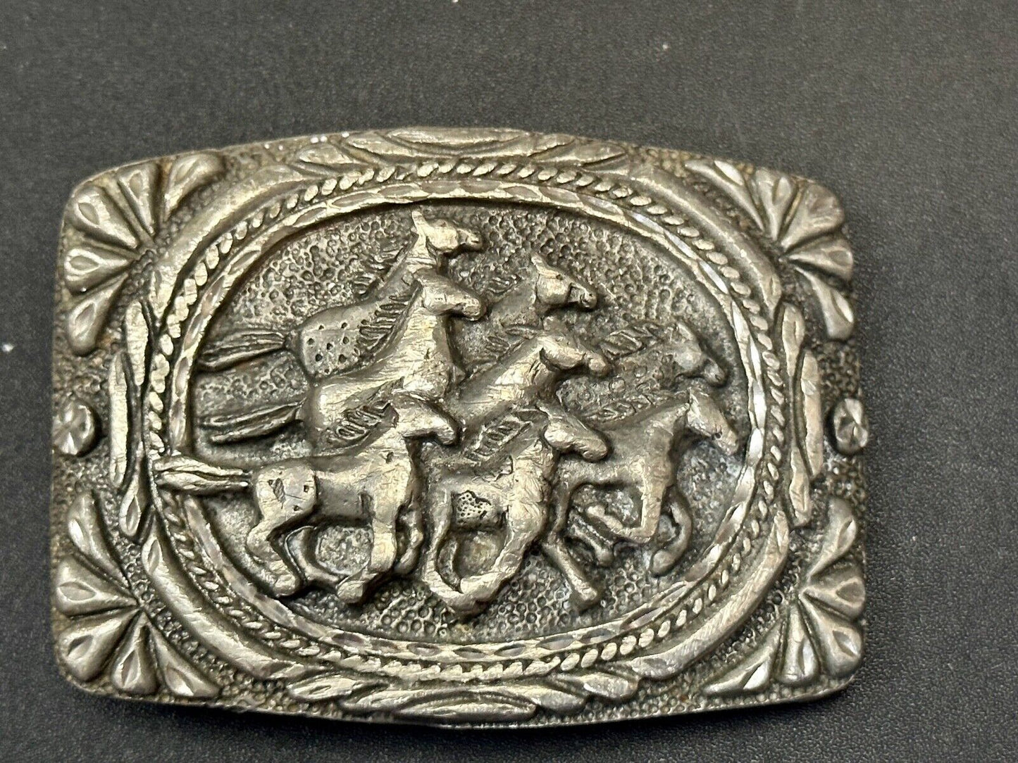 Texas longhorn - Vintage EGE 93 laser diamond etched cut Belt Buckle
