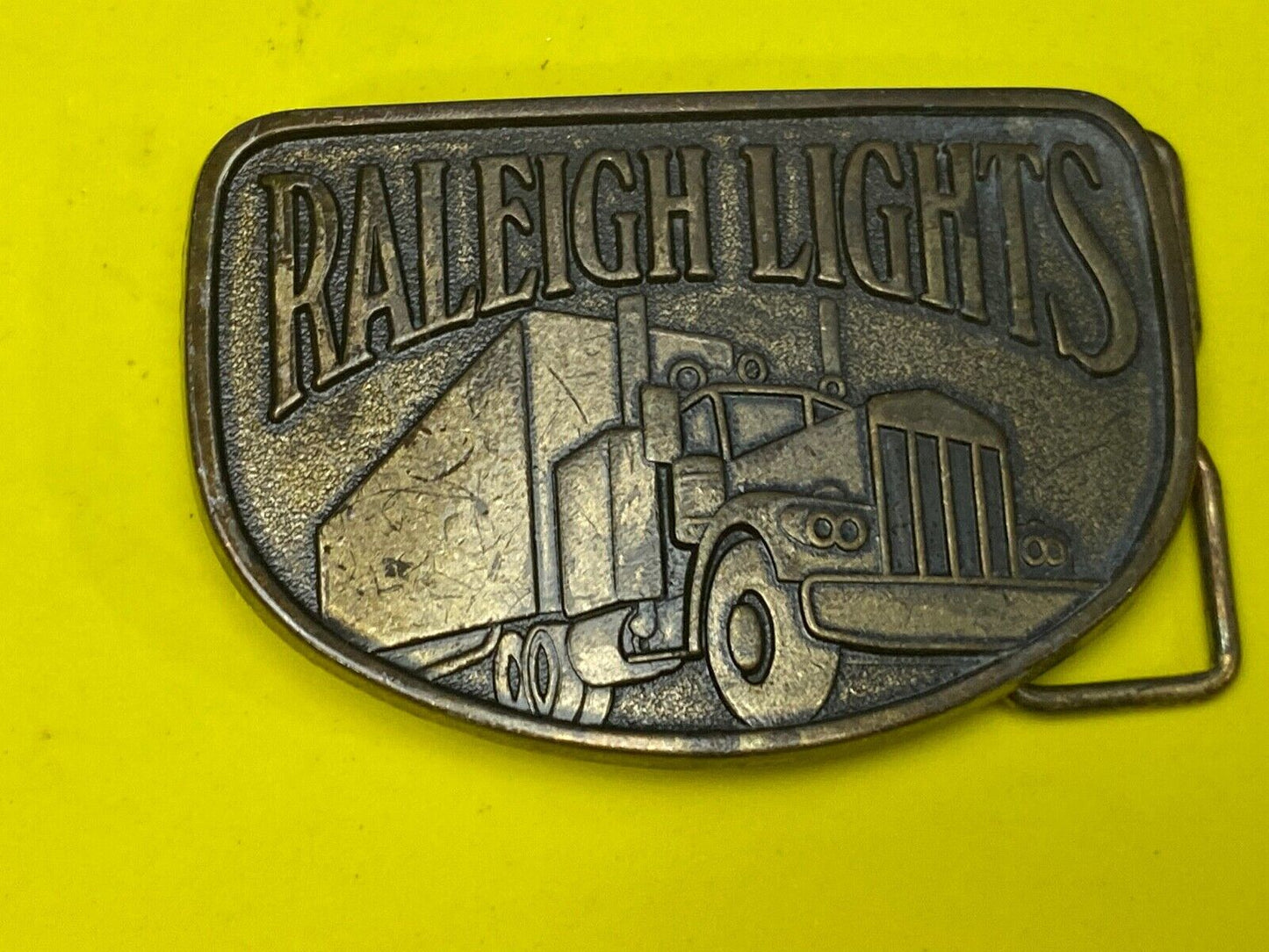 Vintage 80'S? Raleigh Lights Belt Buckle Cigarette Advertising Trucker
