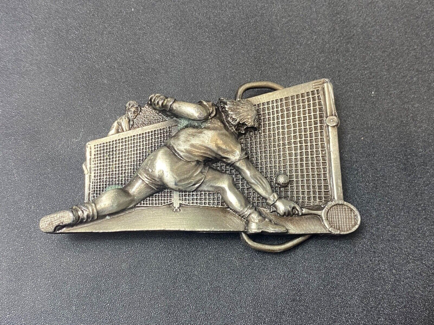 TENNIS sport game A-86 Vintage 1980 Bergamot brass works belt buckle