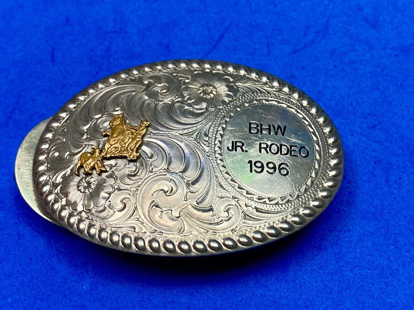Bhw Jr. Rodeo 1996 Trophy Style German Silver Western Belt Buckle By Wage’s