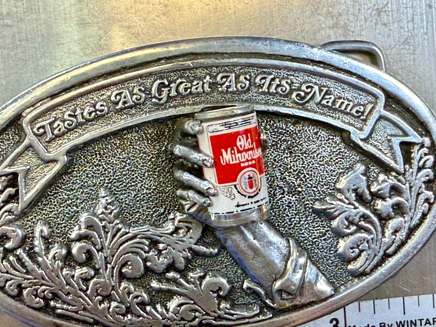 Taste as Great as Its Name Old Milwaukee Beer Promotional Belt Buckle by Adezy