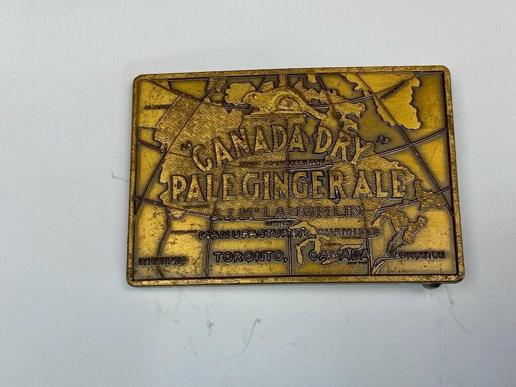Vintage Canada Dry Pale Ginger Ale Beverage Advertisment Brass Tone Belt Buckle