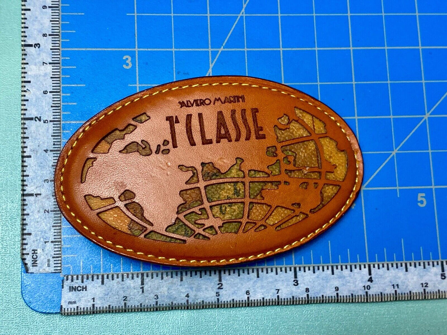 TILASSE Alviero Martini Leather Oval Snake Skin inlaid Belt Buckle made in Italy