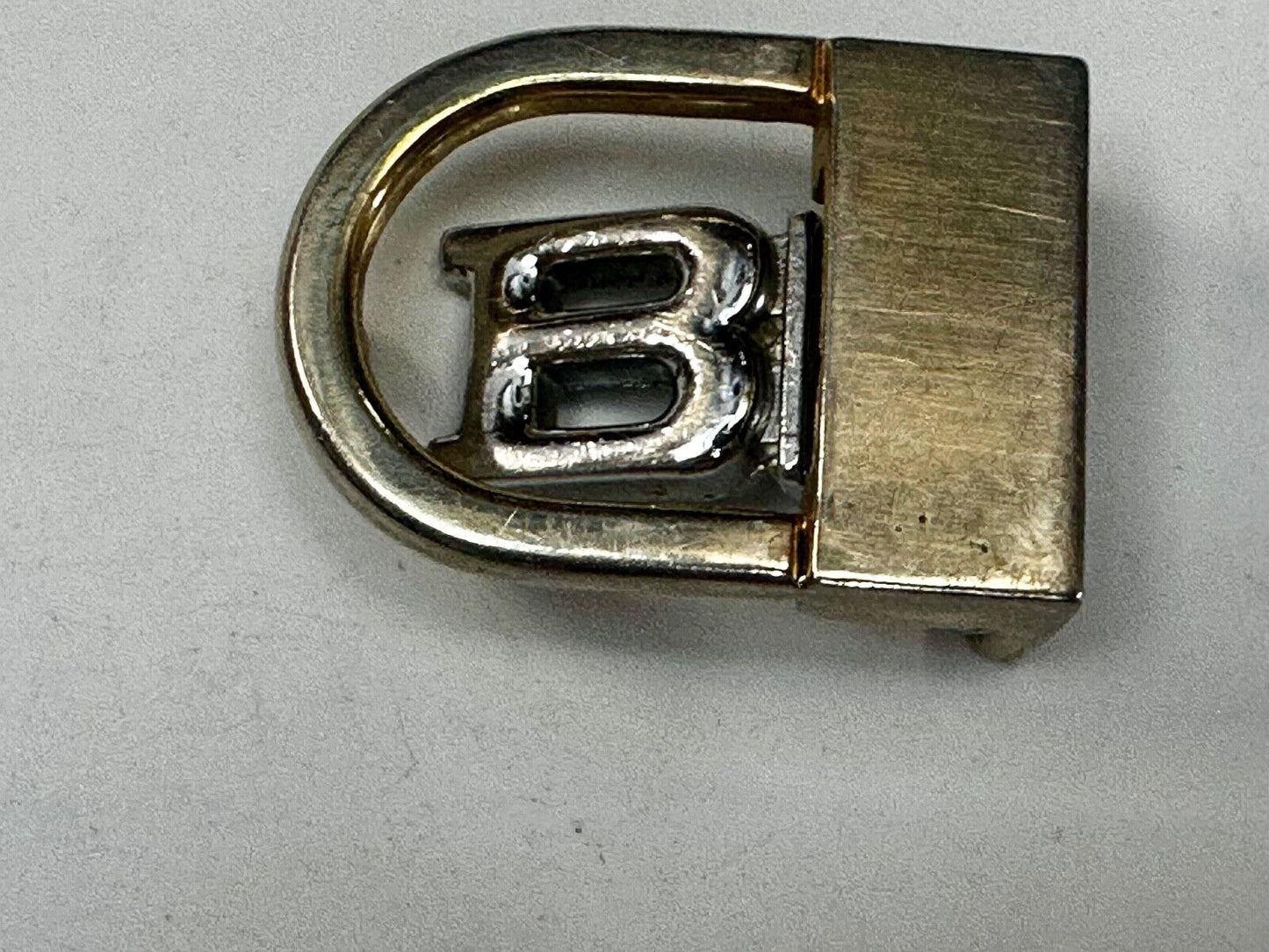 B - Letter Initial Monogram Vintage two tone swing arm small belt buckle