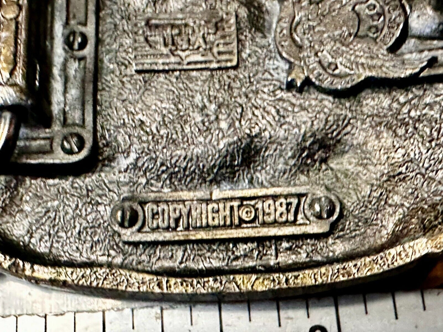 The Beaver State OREGON American Flag Eagle Seal 1987 Commemorative Belt Buckle