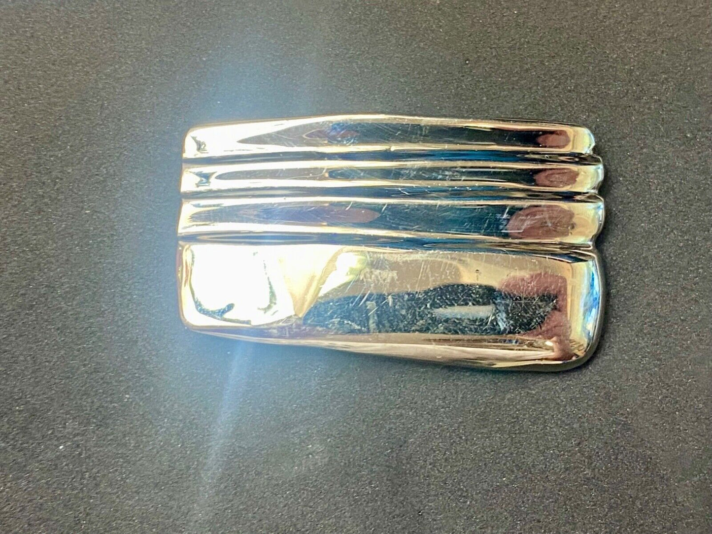 1982 Kathy young signed solid brass chrome color abstract art belt buckle