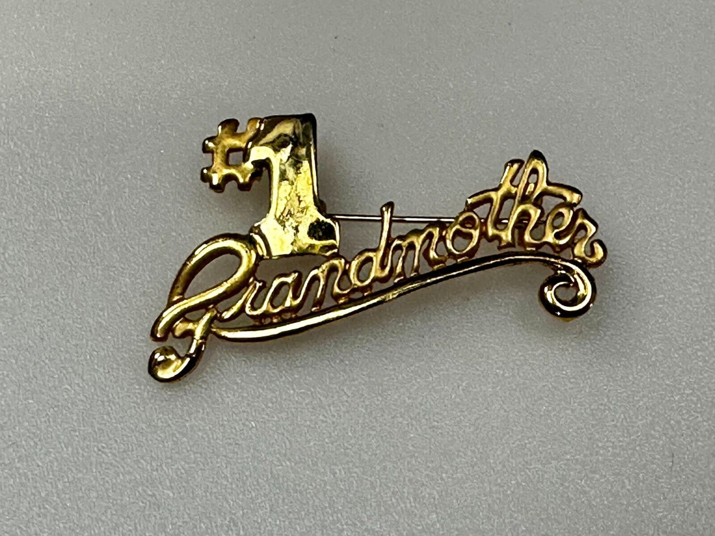 #1 Number One Grandmother Love Gift Gold Tone Vintage Brooch Pin