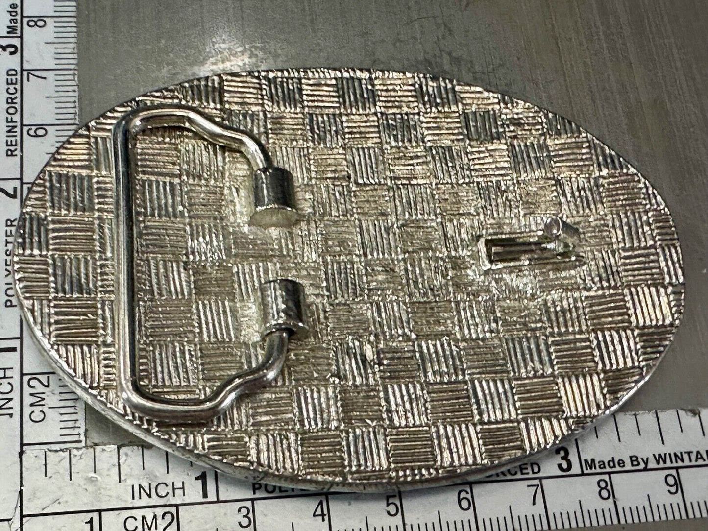 Vintage Appearance silver tone oval Belt Buckle - missing a few Rhinestone's