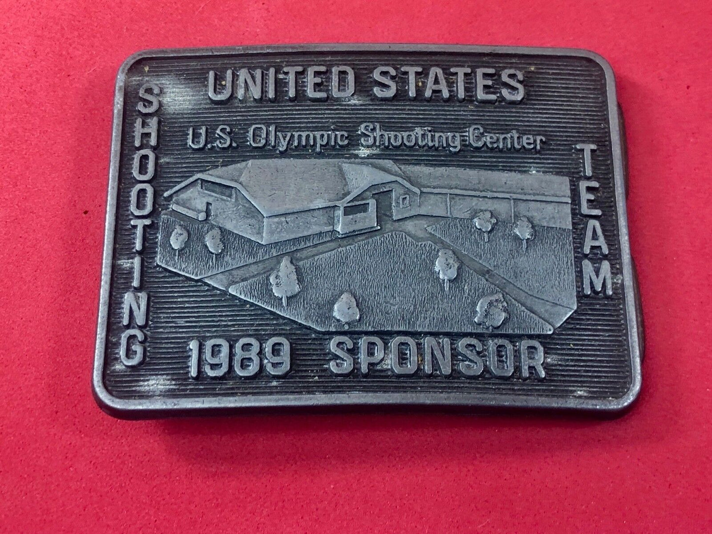 Vintage 1989 Spencer US olympics Shooting Center belt buckle