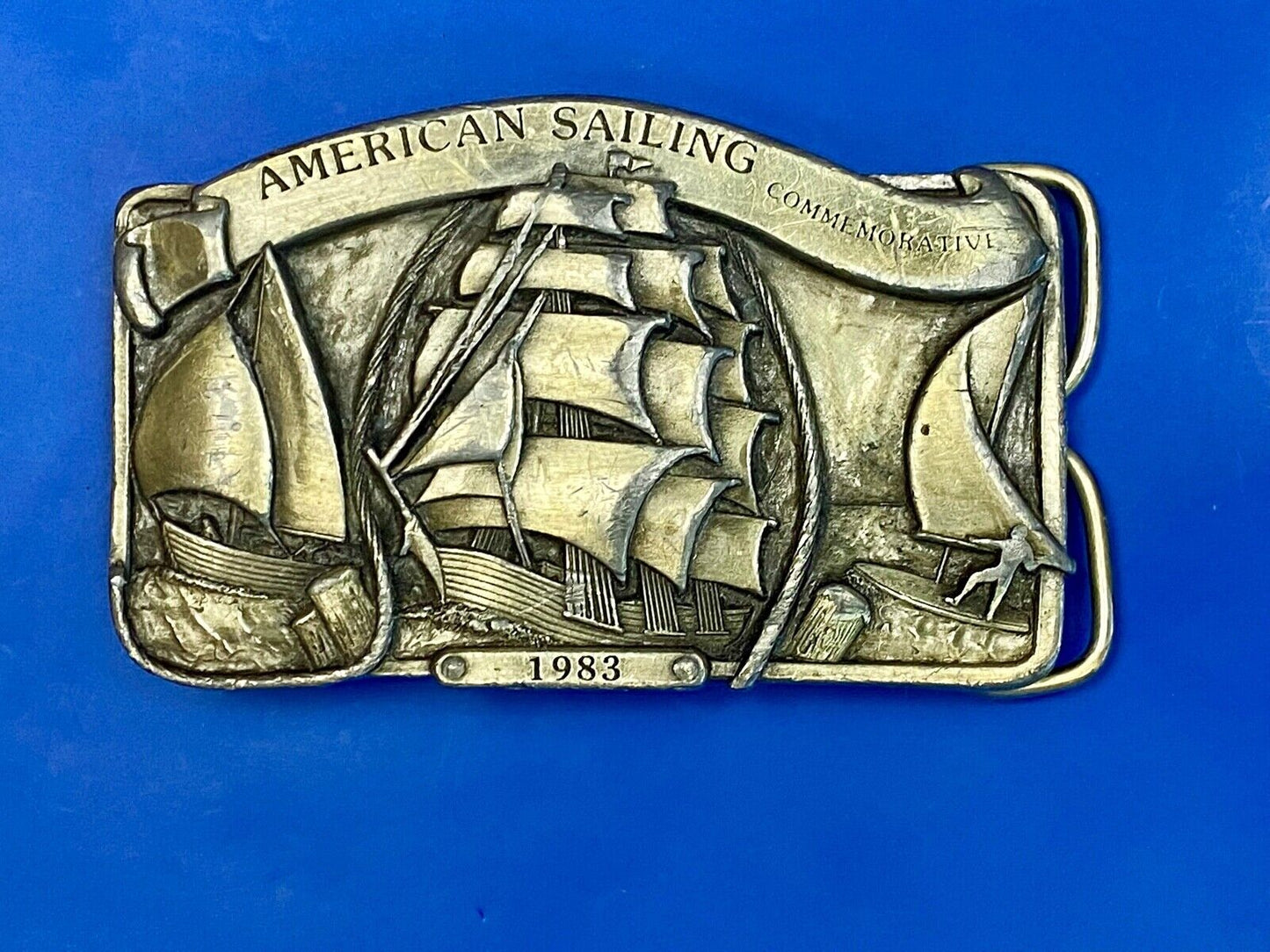 Vintage 1983 American Sailing Boating Commemorative Belt Buckle By Arroyo Grande