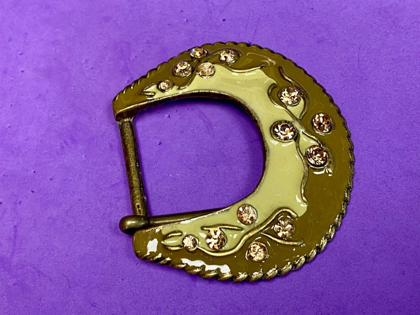Unique Enameled Ranger Style Women's Rhinestone Accented Belt Buckle