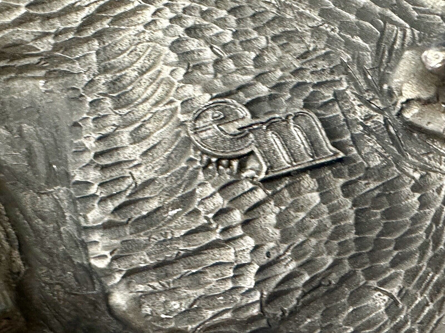 Vintage EGE '93 Rattlesnake Diamond Cut Pewter Belt Buckle Made In the USA