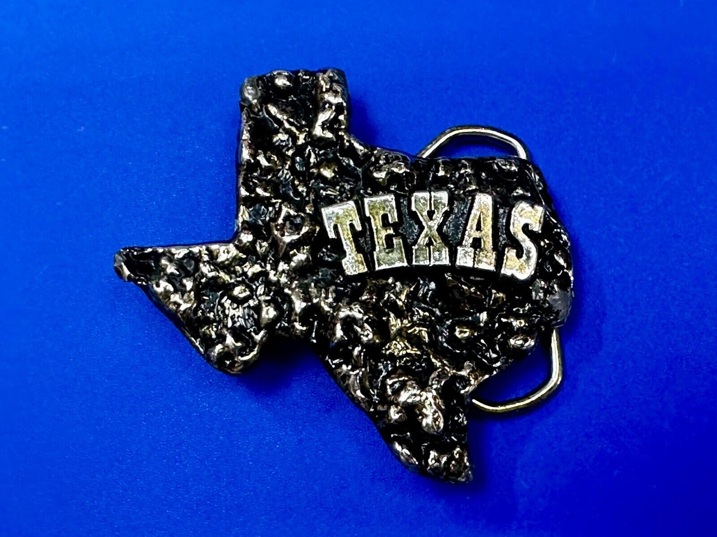The Great State of Texas Cutout Map shaped Vintage Belt Buckle marked W