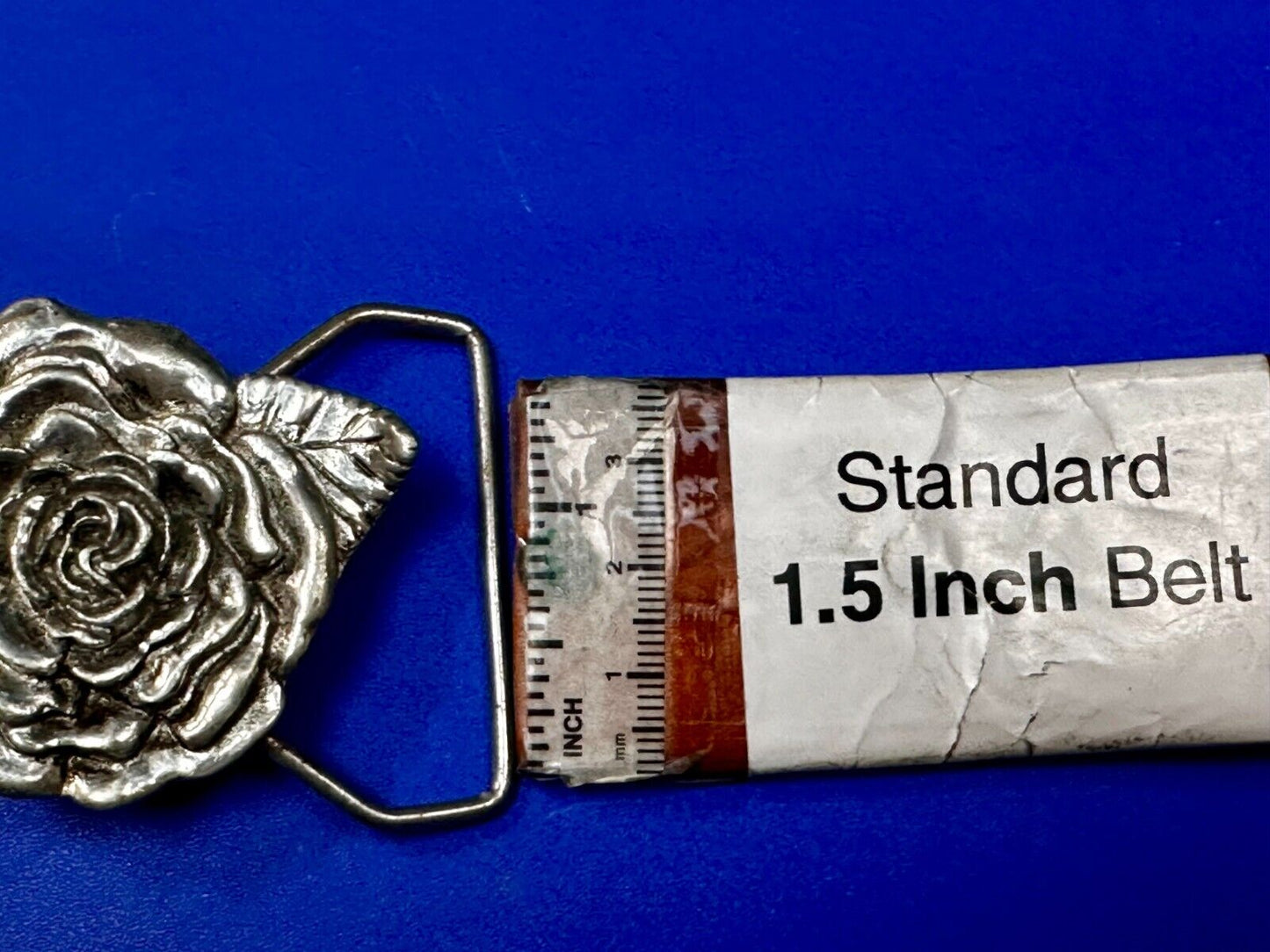 Beautiful Detailed Rose Flower Leaf Cutout Belt Buckle Carved by Rita Stewart