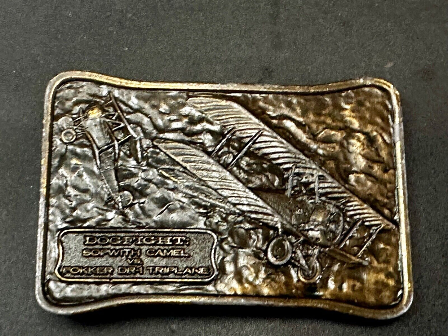 Airplane Dogfight - Sopwith Camel vs. Fokker DR-1 Triplane Vintage Belt Buckle
