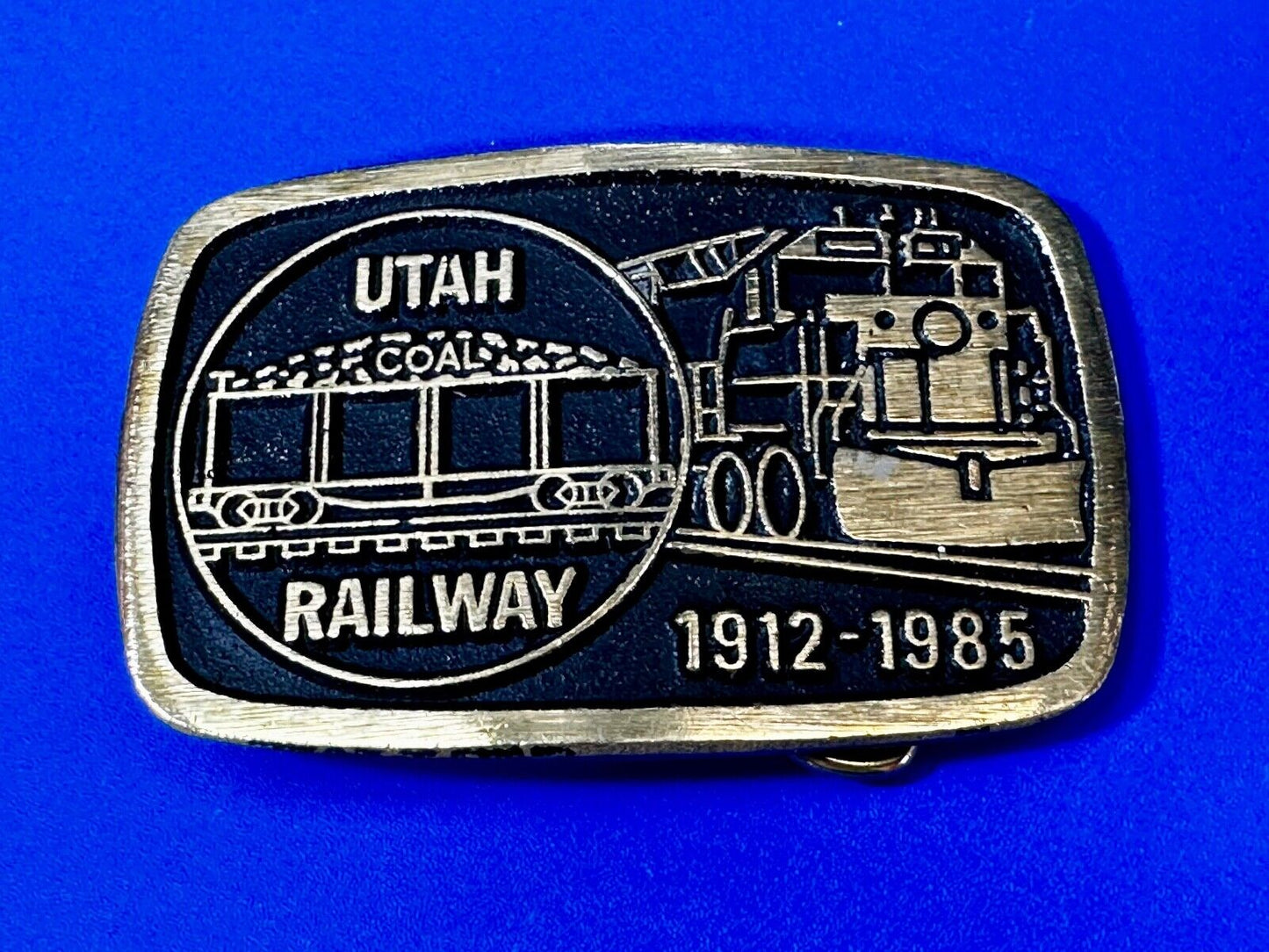 UTAH Railway Train Commemorative Solid Brass VTG 1985 Belt Buckle by DynaBuckle
