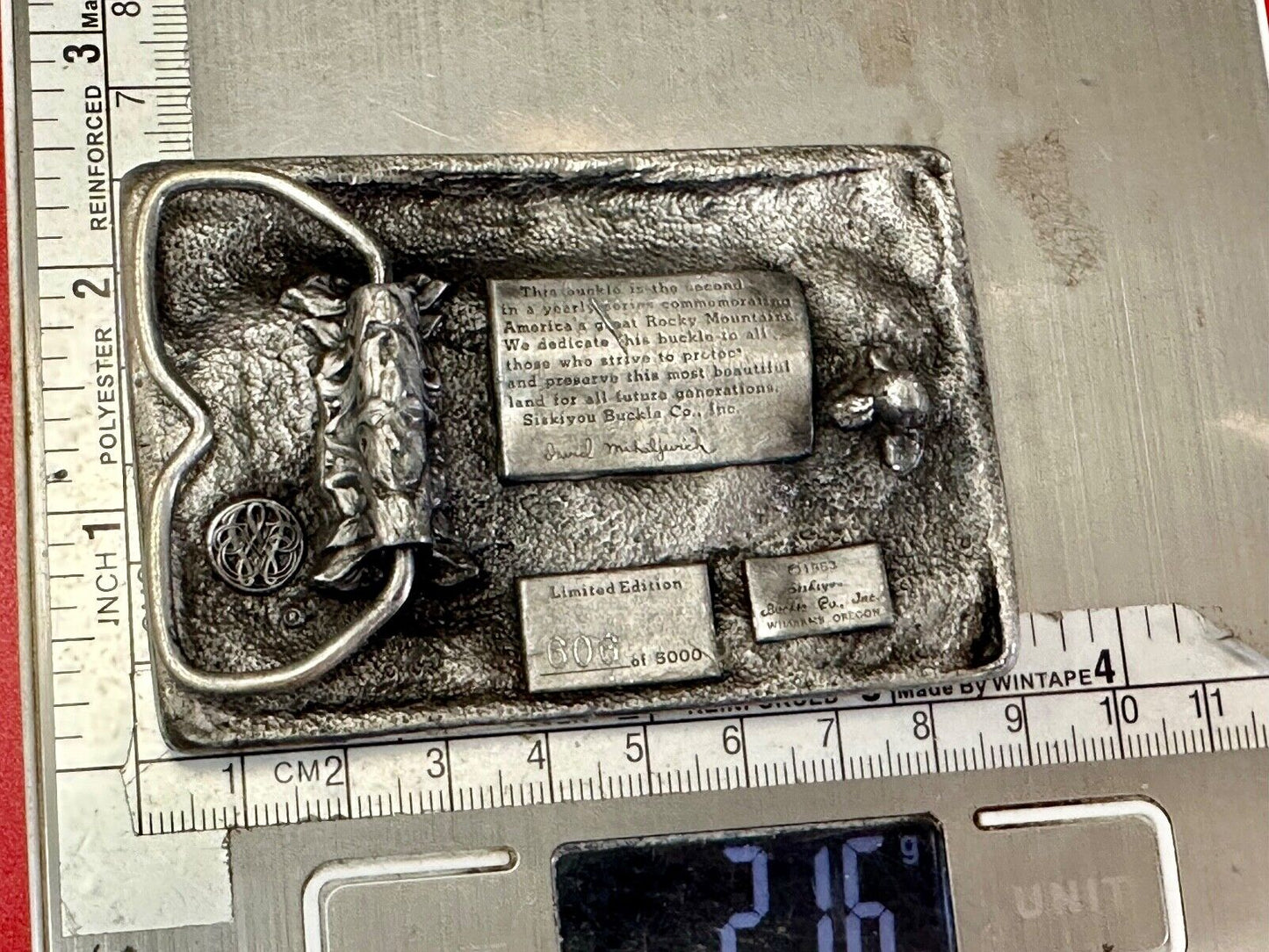 THE ROCKY MOUNTAINS** COMMEMORATIVE BELT BUCKLE VINTAGE 1983 BELT BUCKLE