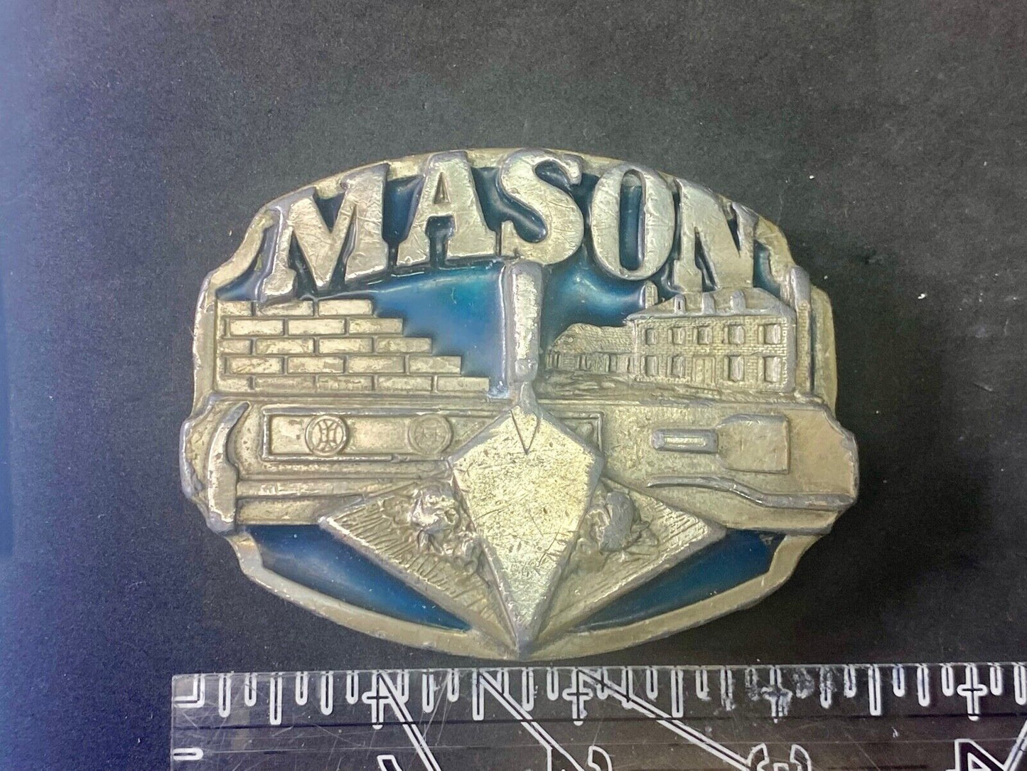 Vintage 1988 Brick Wall Masons Construction Career Job Profession Belt Buckle