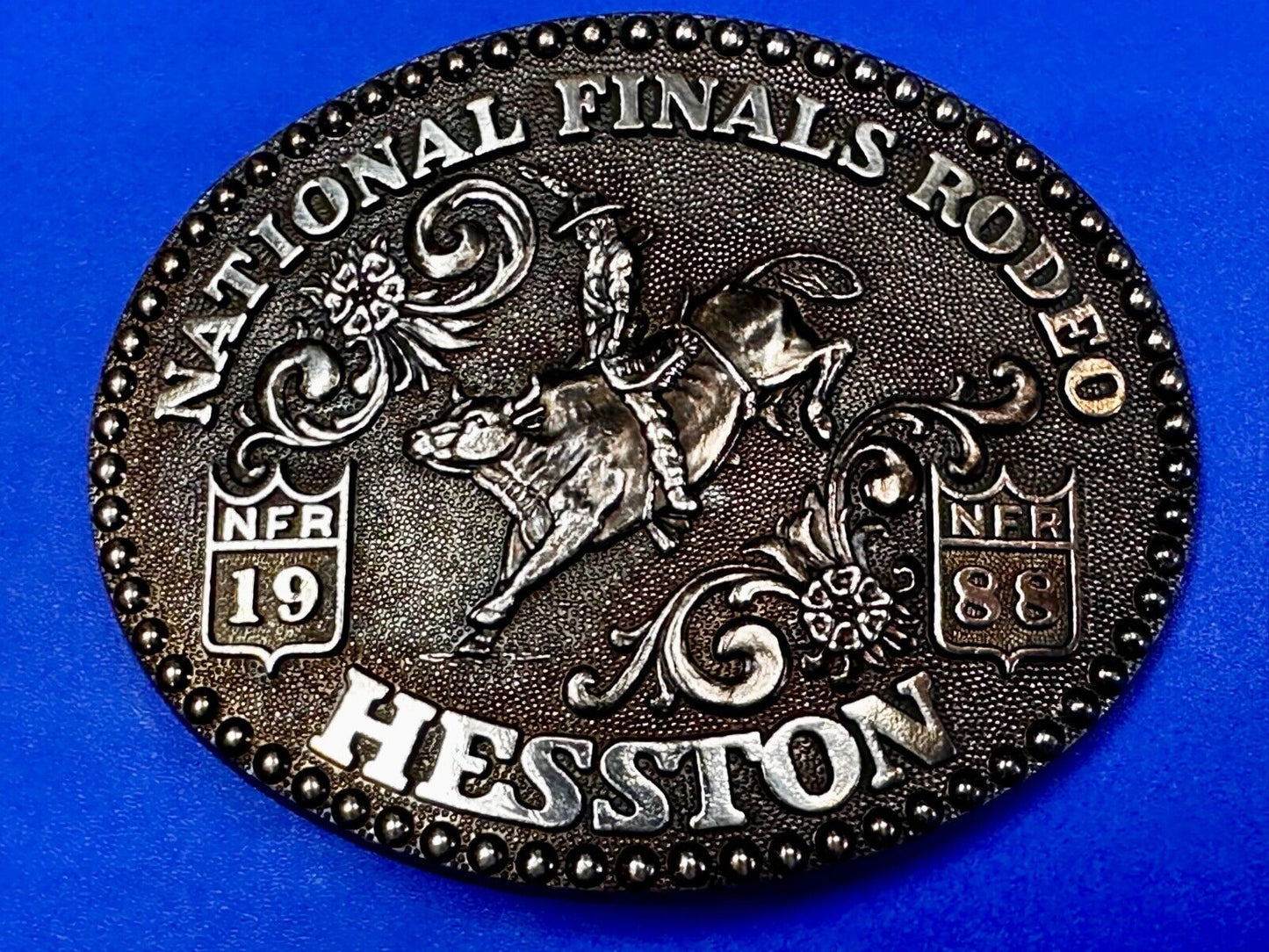 1988 ADM Hesston NFR National Finals Rodeo Cowboys Western Belt Buckle
