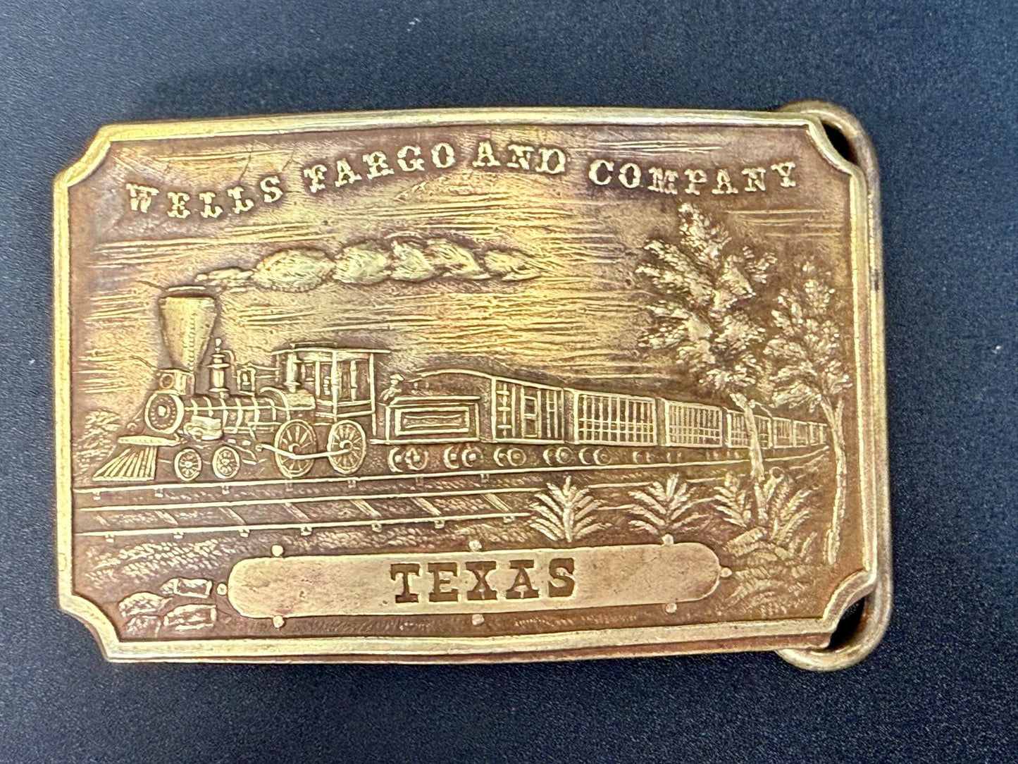 TEXAS Railroad Train Engine TIFFANY NY Wells Fargo & Company Belt Buckle