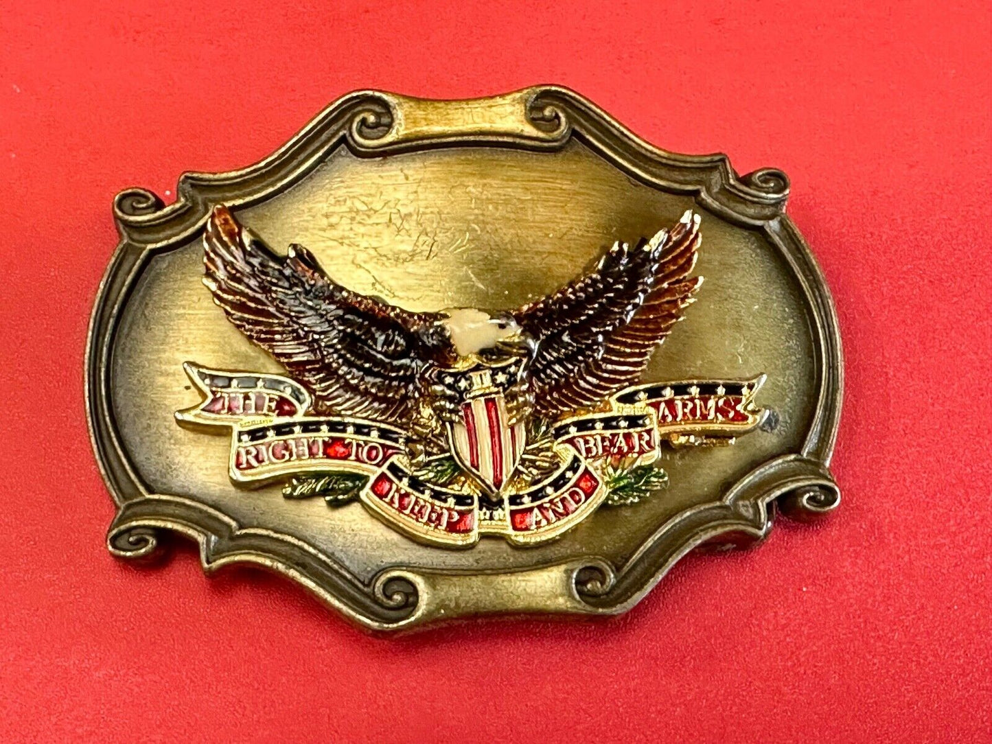 The Right to keep and bear arms USA Eagle Vintage 1978 Raintree belt buckle