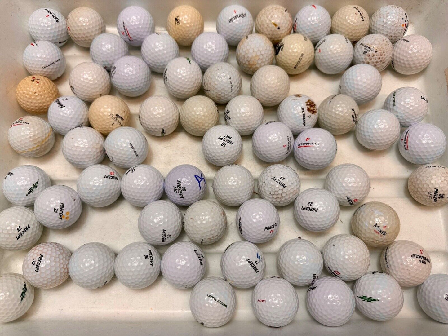 Around 75 used Golf Balls Lot Precept Noodle, Dunlop Pinnacle great for practice