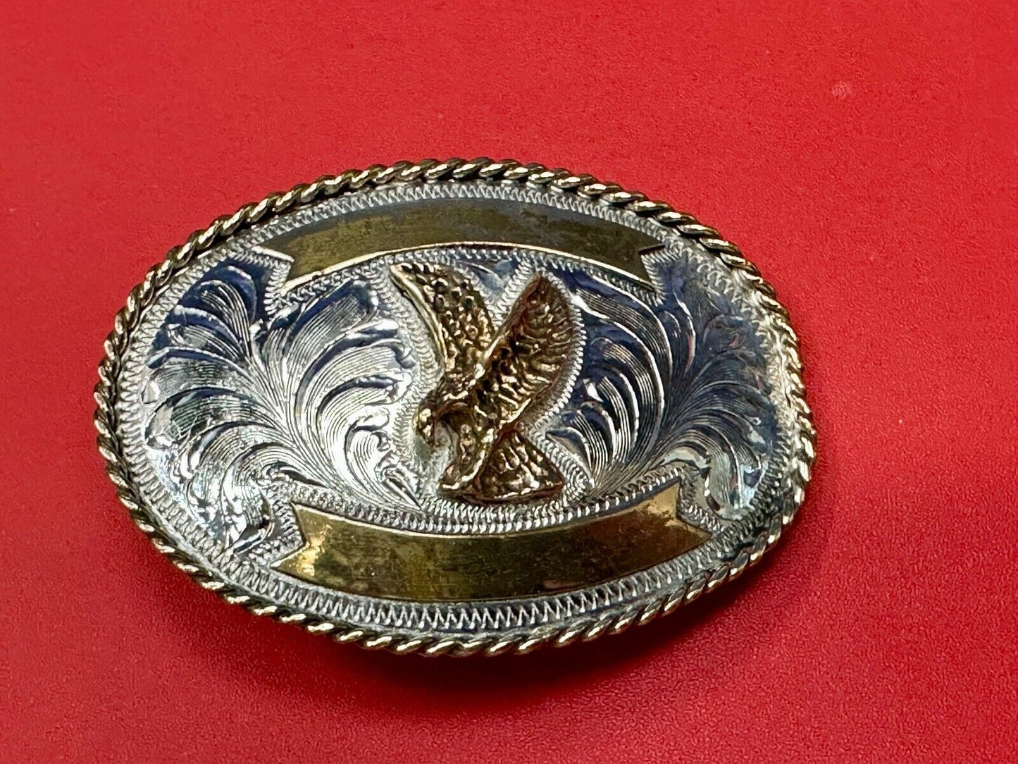 Beautiful Hunting Flying Diving Majestic Eagle on western two tone belt buckle