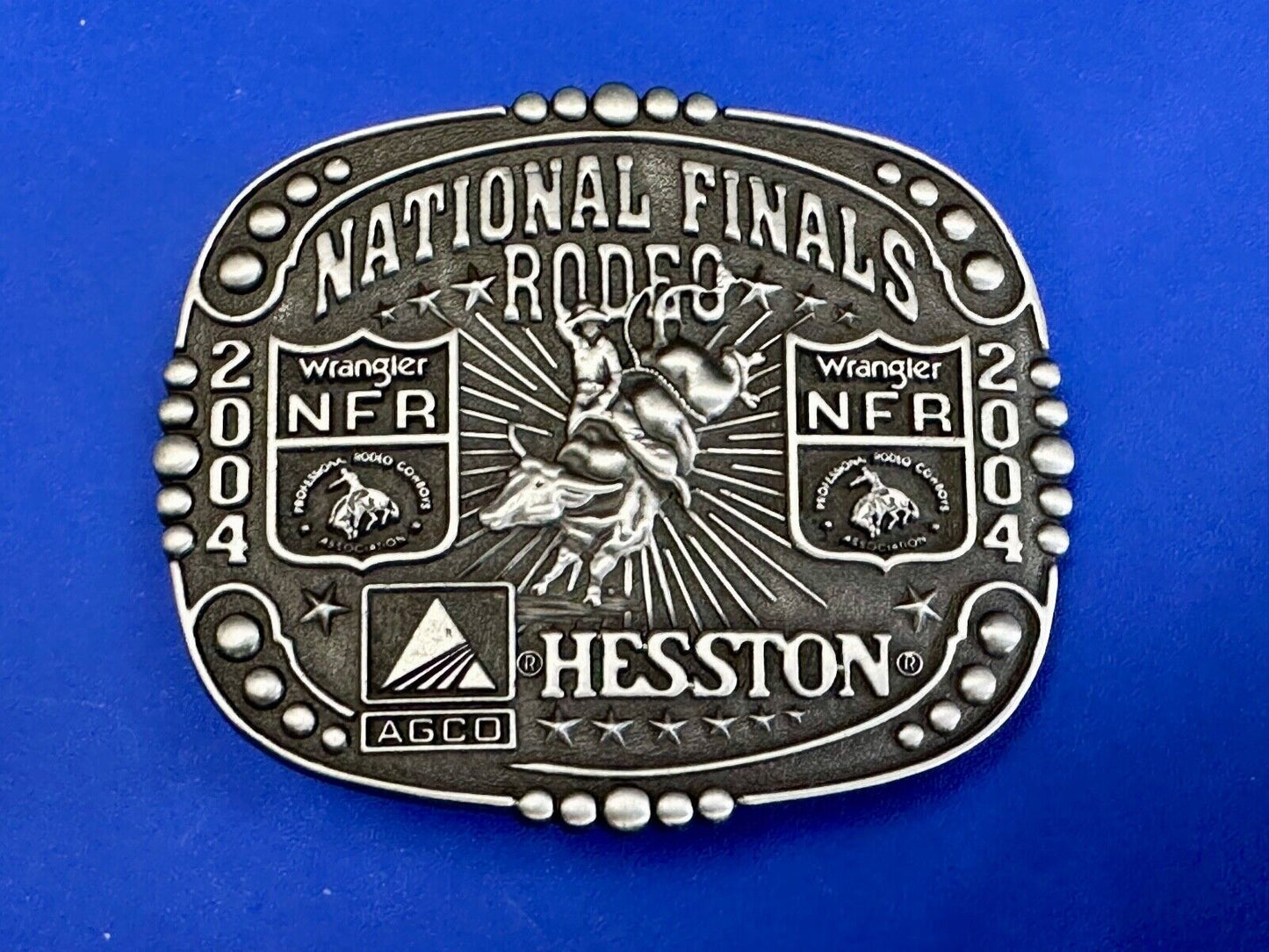 2004 Youth Sized Hesston National Finals Rodeo Bull Riding Cowboys belt buckle