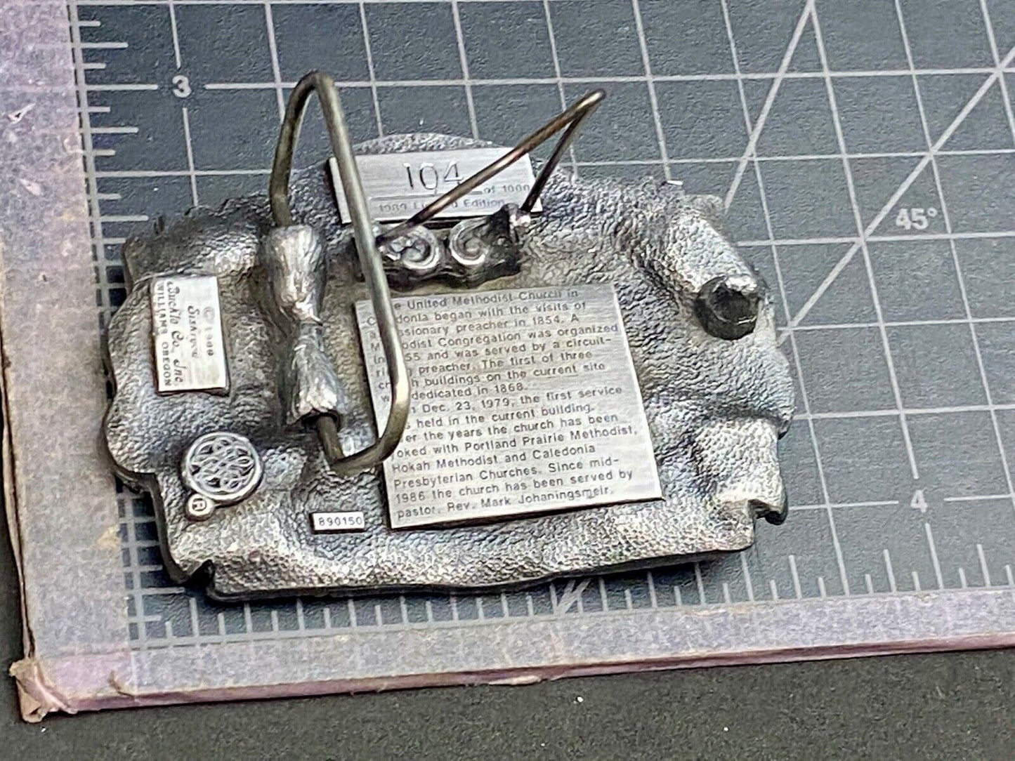 Vintage 1989 - Founder’s Days Caledonia MN belt buckle United Methodist Church
