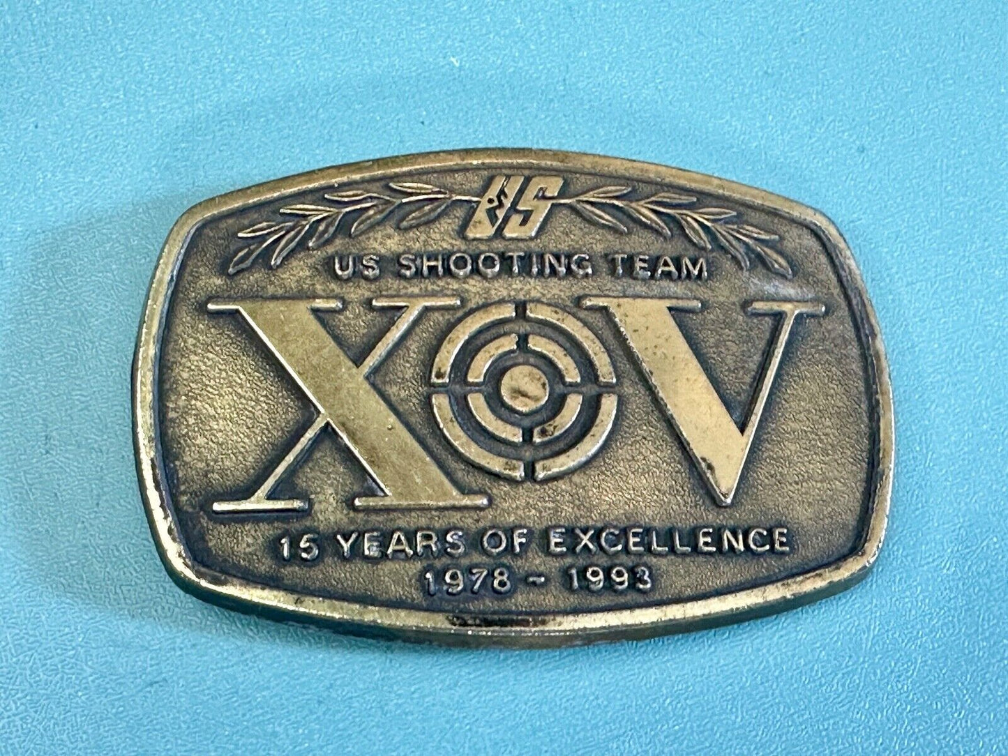 Vintage 1993 US Shooting Team 15 Years of Excellence Team USA Belt Buckle