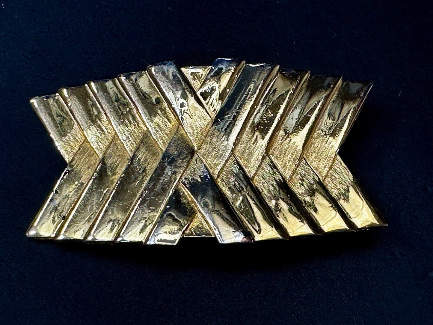 Abstract X Patten Design Hippy Boho Vibe Large Gold Tone Vintage Belt Buckle