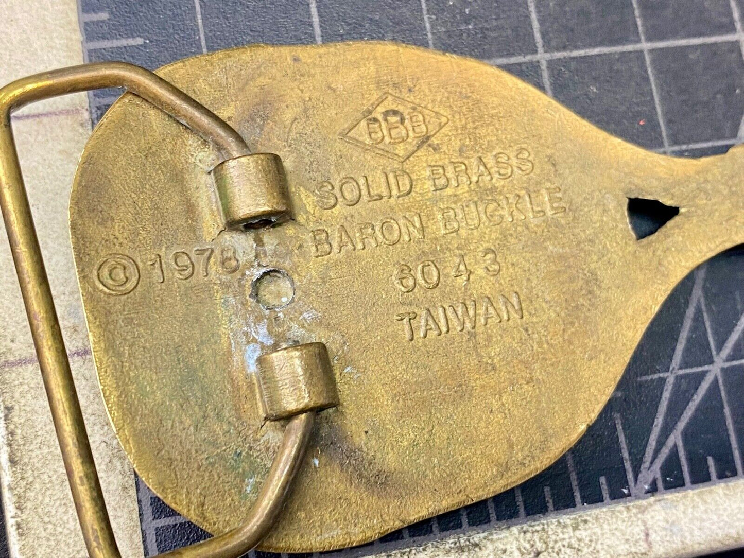 Tennis Racquet & Ball Vtg. 1978 Solid Brass Sports Belt Buckle -Baron Buckles