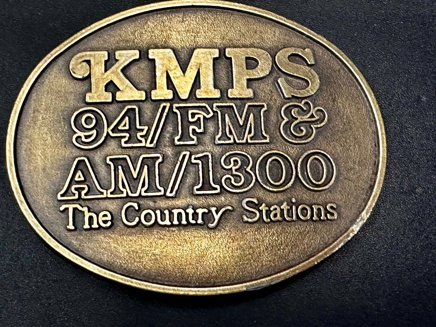 The Country Radio Station KMPS 94/FM & AM/1300 Advertisement Belt Buckle