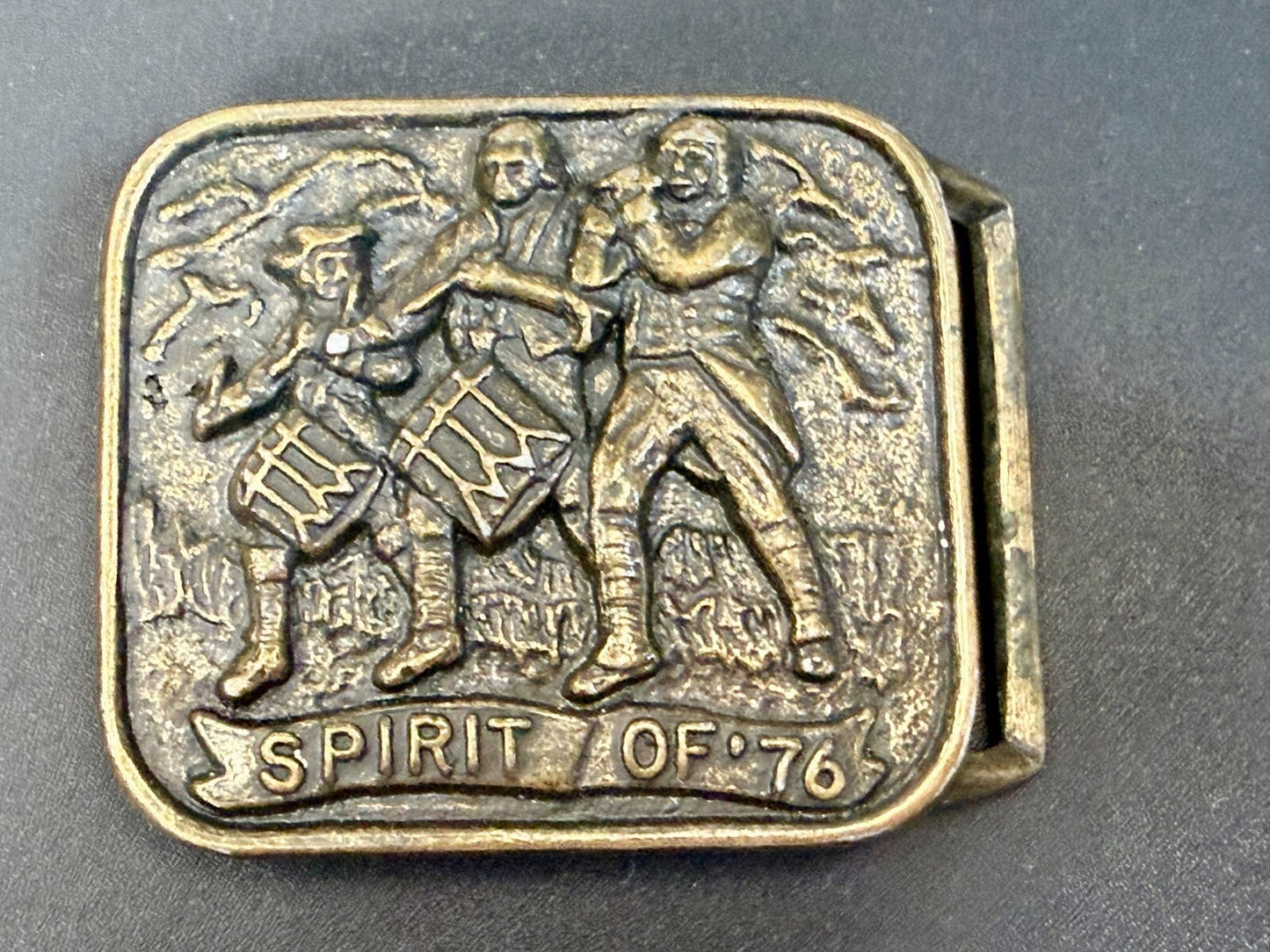 The Spirit of 76 American Bicentennial Patriotic Marching Band Belt Buckle