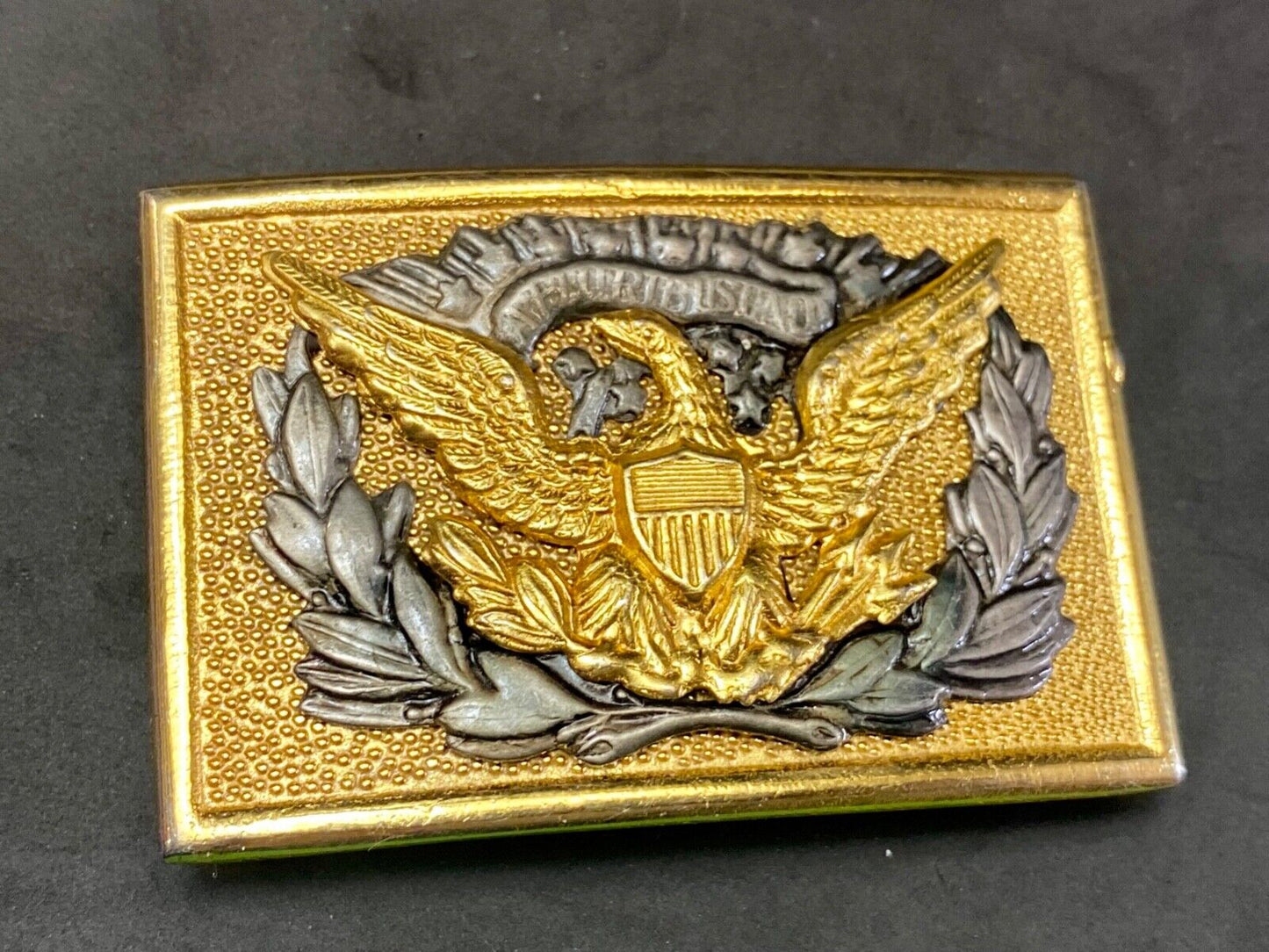 Vintage American Eagle Shield Olive Branch Emblem belt buckle & table plaque