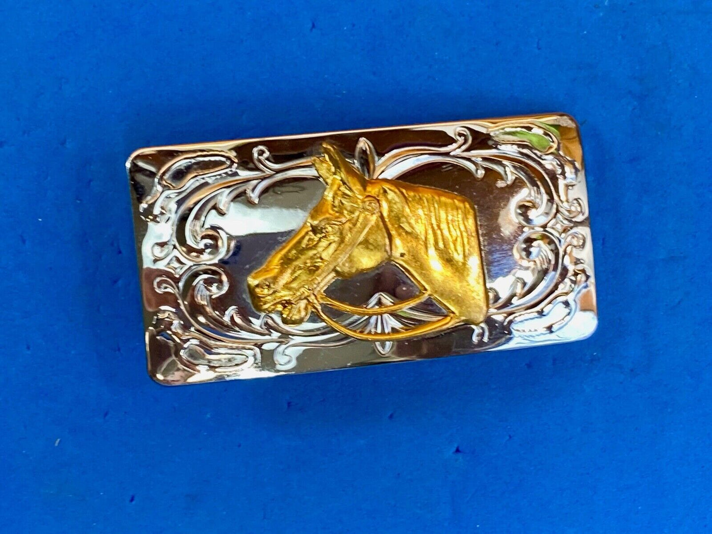 Usa Made Horse Head Bust Mixed Metal Belt Buckle