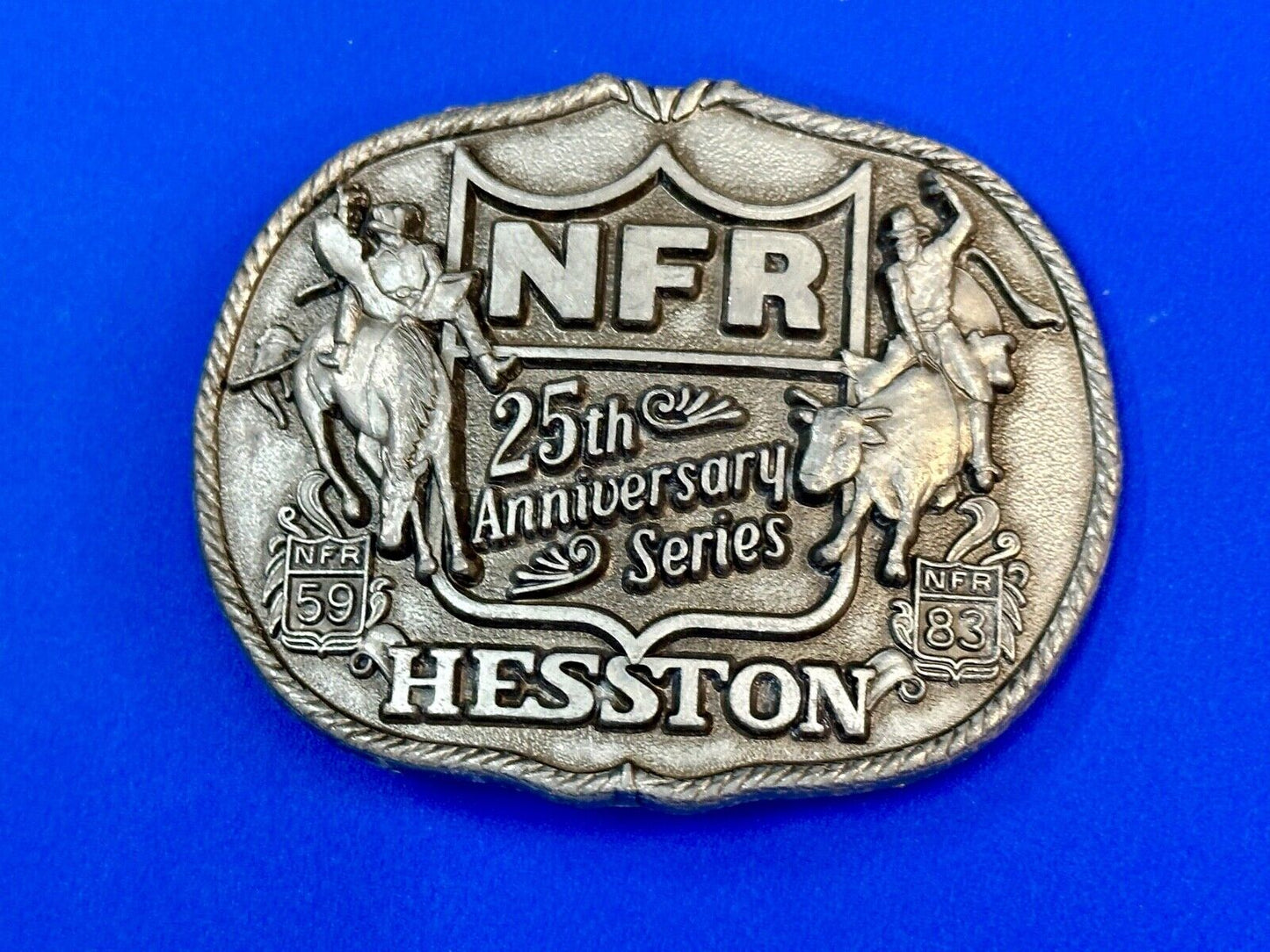 1983 HESSTON Belt Buckle NFR 25th Anniversary First Edition Limited Rodeo