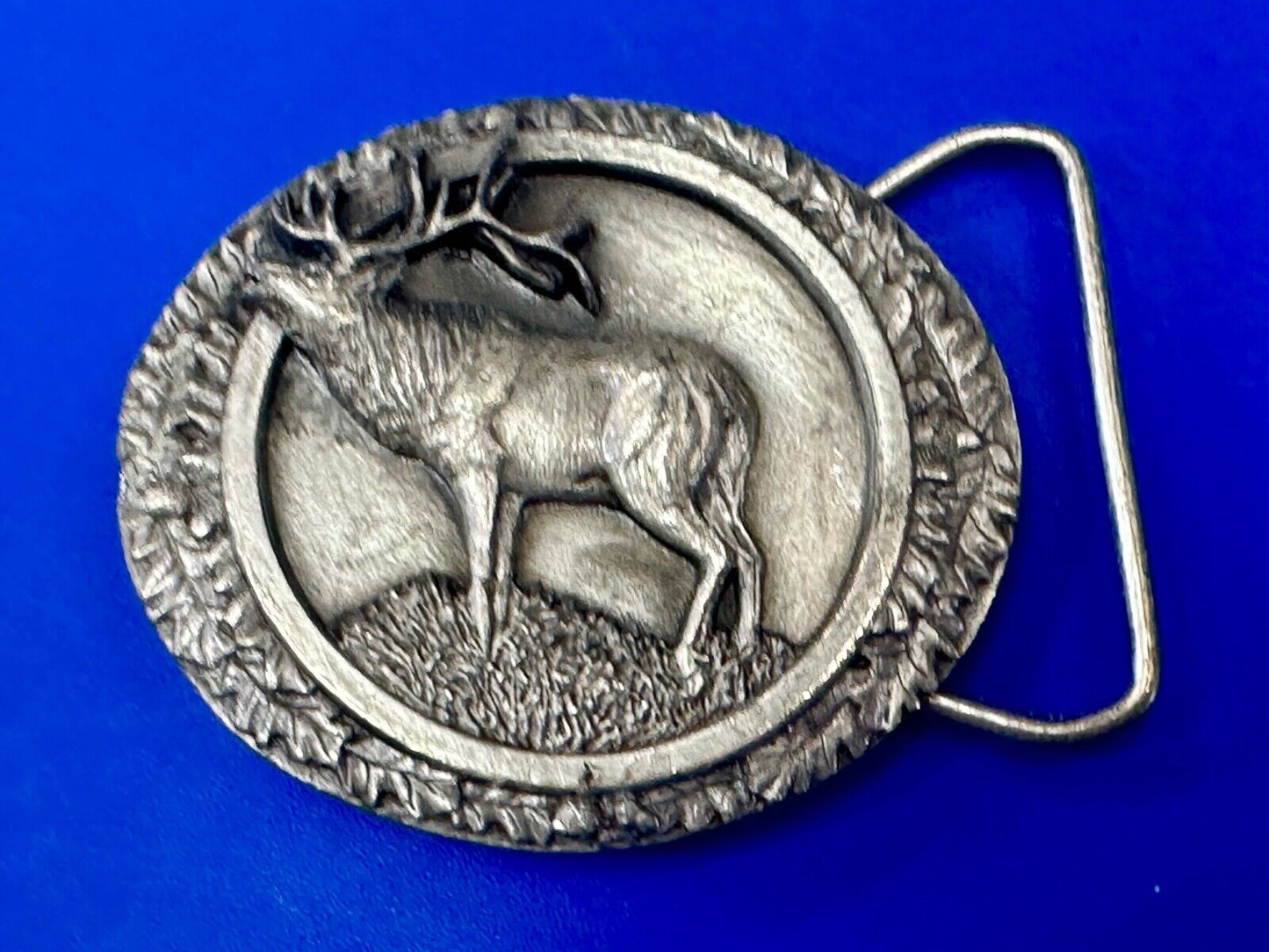 The North American Elk Commemorative Vtg. 1986 Bergamot Brass Works belt buckle