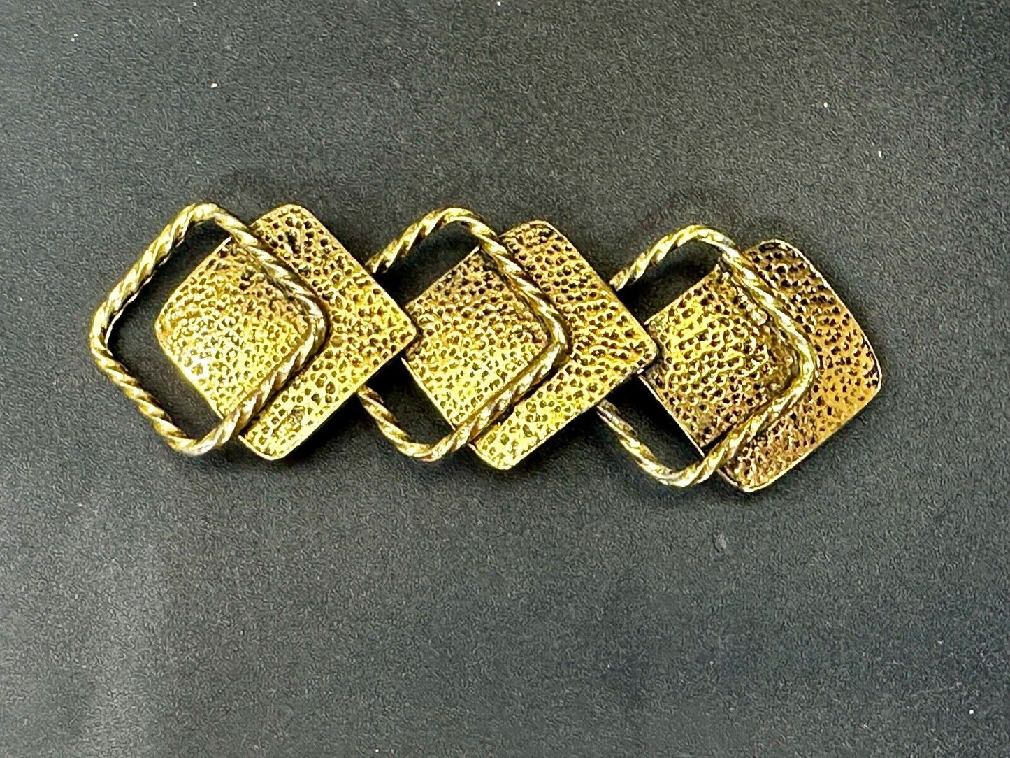 Three Diamond Shape Cutout Hippy Large Gold Tone Vintage Belt Slide Buckle